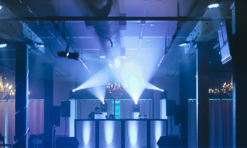 Epic DJ Booth and Lighting Set up in Frat House